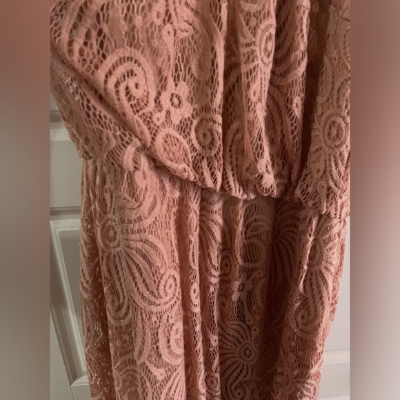 Sweet Storm Women Lace Nut Pink Maxi Dress Large Blouson Sleeveless Size M - Picture 4 of 11